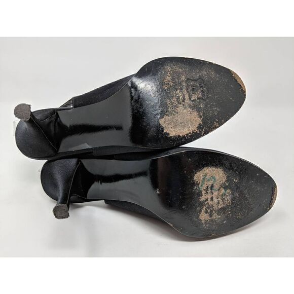 STUART WEITZMAN BLACK SATIN EVENING DRESS BOW SLINGBACK STILETTO HEELS PUMPS 6 M - Picture 8 of 9